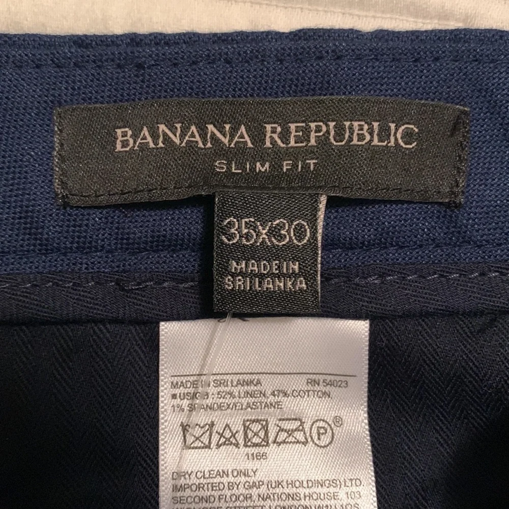 Banana Republic Men Slim Fit Performance Linen Pant 35X30 Navy